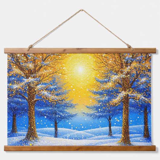 Winterwald Wandteppich Mit Holzrahmen (Vorderseite)