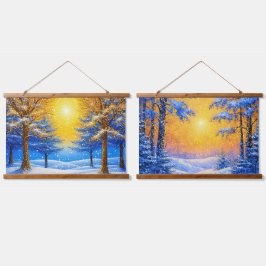 Winterwald Wandteppich Mit Holzrahmen