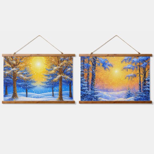 Winterwald Wandteppich Mit Holzrahmen (Doppelt)