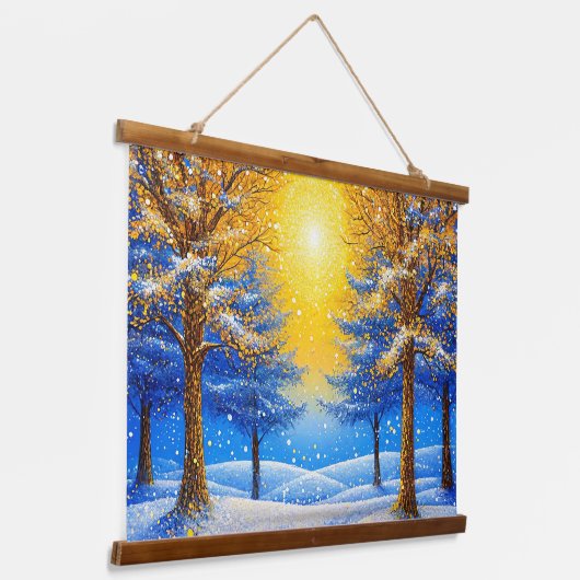 Winterwald Wandteppich Mit Holzrahmen (Gewinkelt)