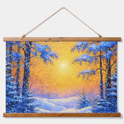 Winterwald Wandteppich Mit Holzrahmen (Vorderseite 2)