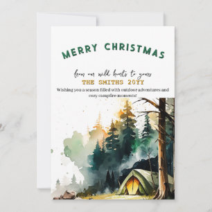 Winterwald Wasserfarbe Camping Weihnachten im Frei