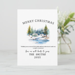 Winterwald Wasserfarbe Camping Weihnachten im Frei