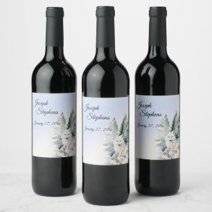Winterwald-Wasserfarbe-Getränklabel-Set Weinetikett