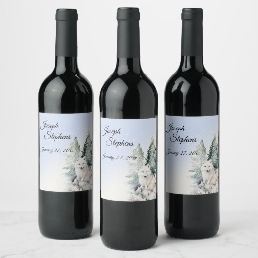 Winterwald-Wasserfarbe-Getränklabel-Set Weinetikett (Flaschen)