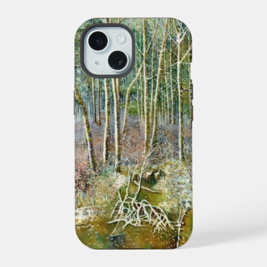 Winterwald Wasserfarbe iPhone 15 Hülle (Rückseite)