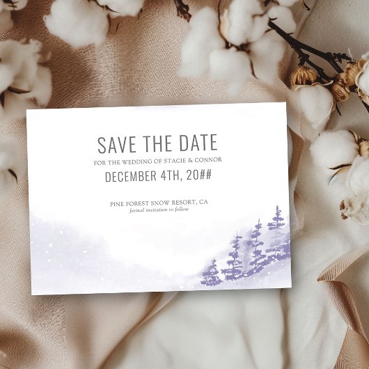 Winterwald Wasserfarbe Lavendel Einfach Save The Date