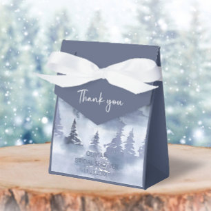 Winterwald Wasserfarbe Navyblaue Hochzeitsfeier Geschenkschachtel