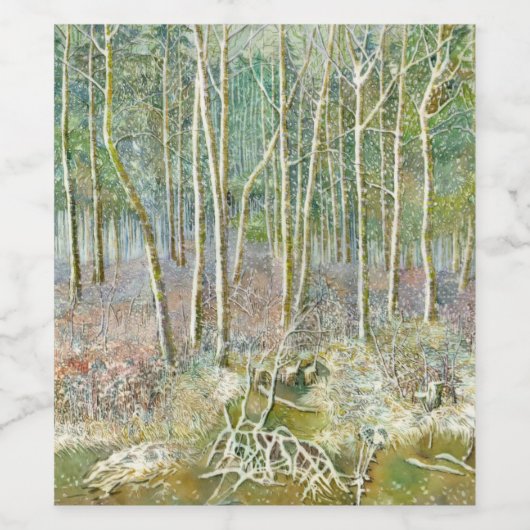 Winterwald Wasserfarbe Weinetikett (Einzelnes Label)