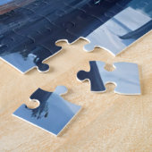 Winterwald Wasserfarben Bäume Blau Puzzle (Seite)