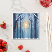 Winterwald Wasserfarben Bäume Serviette (Beispiel)