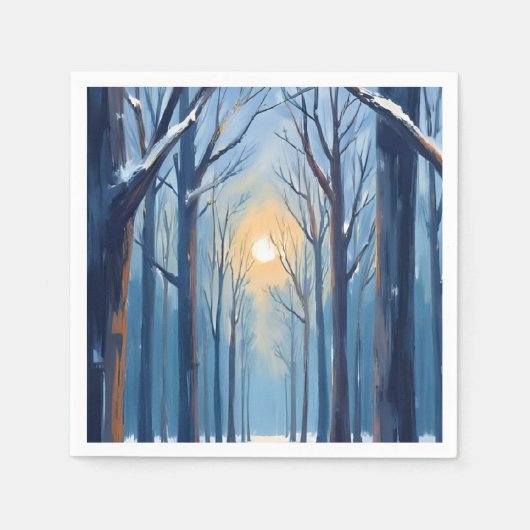 Winterwald Wasserfarben Bäume Serviette (Vorderseite)