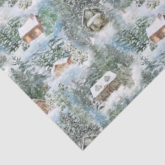 Winterwald Wasserfarbene Weihnachtsschächte Seidenpapier (Ausschnitt)