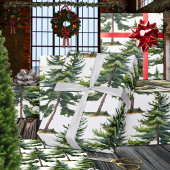 Winterwald Wasserfarbenfrohe Bäume Geschenkpapier