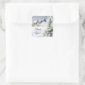 Winterwald-Wasserfarbsticker Quadratischer Aufkleber (Tasche)