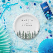 Winterwald-Watercolor-Hochzeit Pappteller (Party)