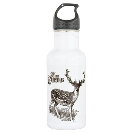 Winterwald Weihnachten Edelstahlflasche (Vorderseite)
