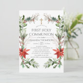 Winterwald Weihnachten Erste Heilige Kommune Einladung (Stehend Vorderseite)