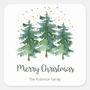 Winterwald Weihnachten Quadratischer Aufkleber