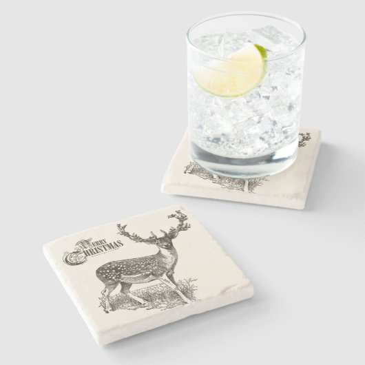 Winterwald Weihnachten Steinuntersetzer (Seitenansicht)