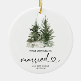 Winterwald Weihnachten Verheiratete Ornament Gesch