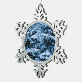 Winterwald Weihnachtsbaum Schneeflocken Zinn-Ornament (Rechts)