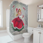 Winterwald Weihnachtsmädchen Duschvorhang (Beispiel)