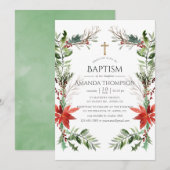 Winterwald Weihnachtstaufe oder Weihnachten Einladung (Vorne/Hinten)