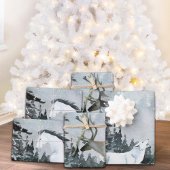 Winterwald Weißer Wolf Stag & Pferd Geschenkpapier Set