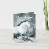 Winterwald Weißes Pferd Frohe Weihnachten (Vorderseite)