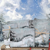 Winterwald Weißes Pferd Frohe Weihnachten Geschenkpapier Set