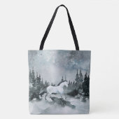 Winterwald Weißes Pferd Night Sky Tasche (Vorderseite)
