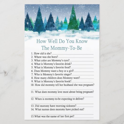 Winterwald wie gut Sie wissen, Babydusche (Vorderseite)