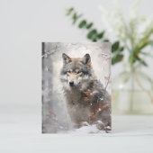 Winterwald-Wolf-Postkarte Postkarte (Stehend Vorderseite)