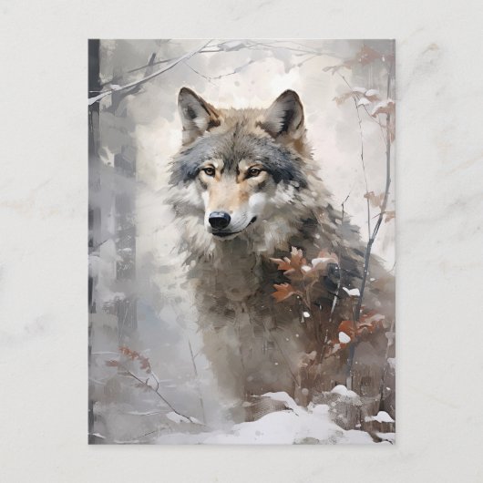 Winterwald-Wolf-Postkarte Postkarte (Vorderseite)