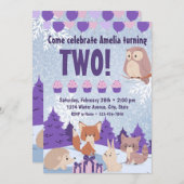 Winterwald zum Geburtstag Einladung (Vorne/Hinten)