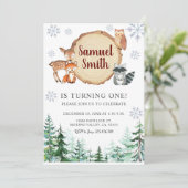 Winterwald zum Geburtstag Einladung (Stehend Vorderseite)