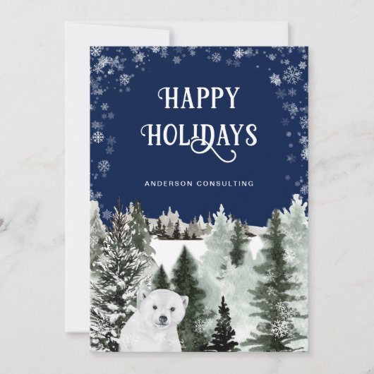 Winterwaldbärengeschäft Feiertagskarte (Vorderseite)