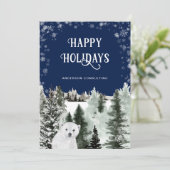 Winterwaldbärengeschäft Feiertagskarte (Stehend Vorderseite)