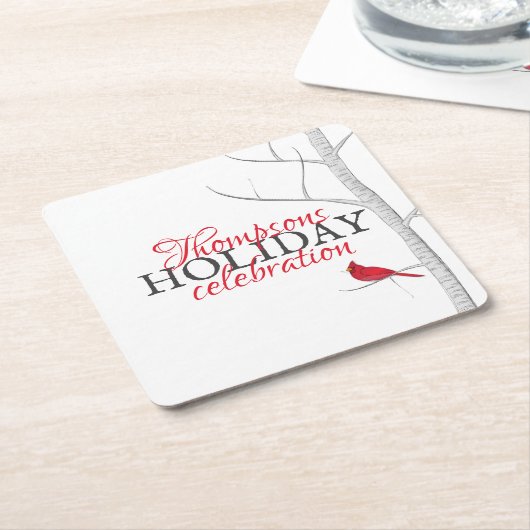 Winterwaldbaum des Roten Kardinals Maßgeschneidert Rechteckiger Pappuntersetzer (angewinkelt)