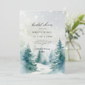 Winterwaldbäume Brautdusche Einladung (Stehend Vorderseite)