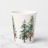 Winterwaldbäume Pappbecher (Rückseite)