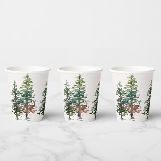 Winterwaldbäume Pappbecher (Multi)