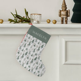 Winterwaldbaummuster Personalisiert Kleiner Weihnachtsstrumpf