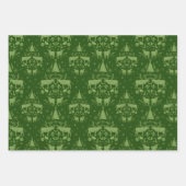 Winterwalddamast mit Rentierbäumen und Tannenbäume Geschenkpapier Set (Vorderseite 2)