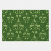 Winterwalddamast mit Rentierbäumen und Tannenbäume Geschenkpapier Set (Vorderseite 2)