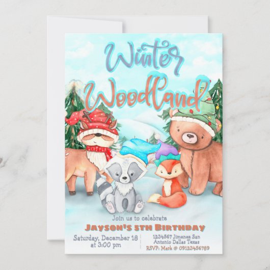 Winterwälder - jedes Alter Einladung (Vorderseite)