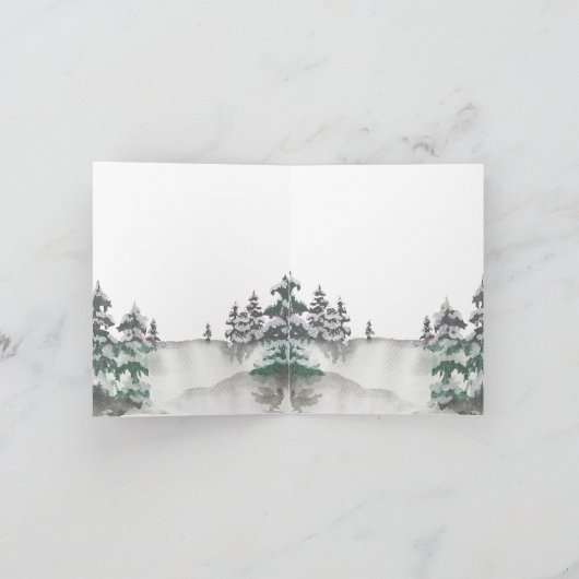 Winterwaldfarbe - Urlaub - handbemalt Dankeskarte (Innenseite)