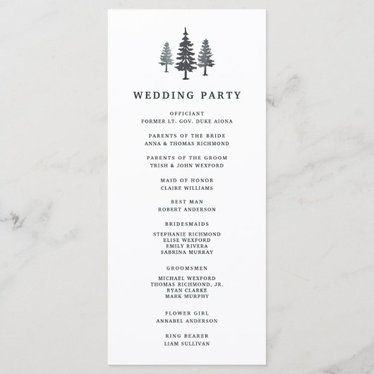 Winterwaldfeier Programm (Rückseite)