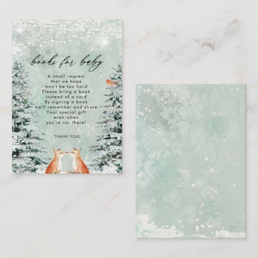 Winterwaldfokusbücher für Babyanfrage Begleitkarte (Vorne/Hinten)